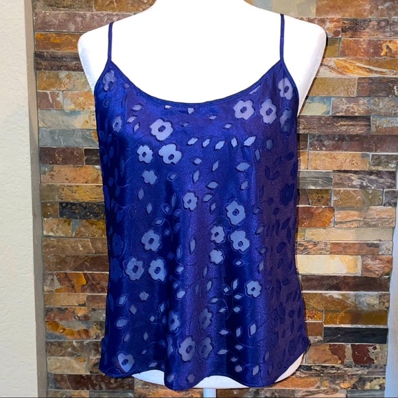 🌸 Cinema & Etoile 2 pc Navy Sheer Satin Short Pajama Set Size Large - Picture 1 of 4